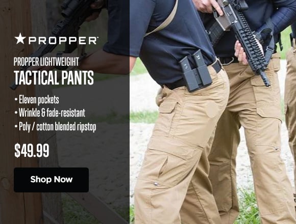 Propper Lightweight Tactical Pants. Eleven pockets. Wrinkle & fade-resistant. Poly / cotton blended ripstop. $44.99. Shop Now.
