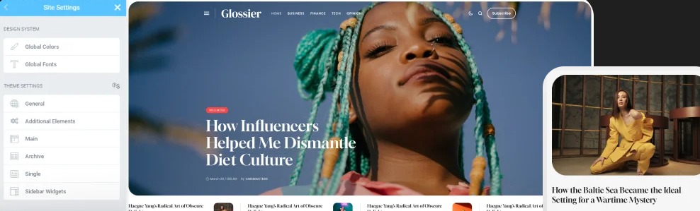 Glossier Blog Magazine Theme Features 